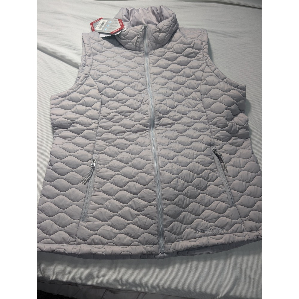 Free Country FreeCycle Quilted Vest Women XL Light Grey Full Zip Puffer Vest NWT